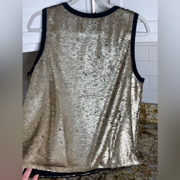 Gap Black and Gold Size Large Sequin Top - Picture 5 of 6